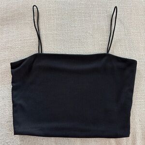 SHEIN Black Ribbed Cropped Camisole Top